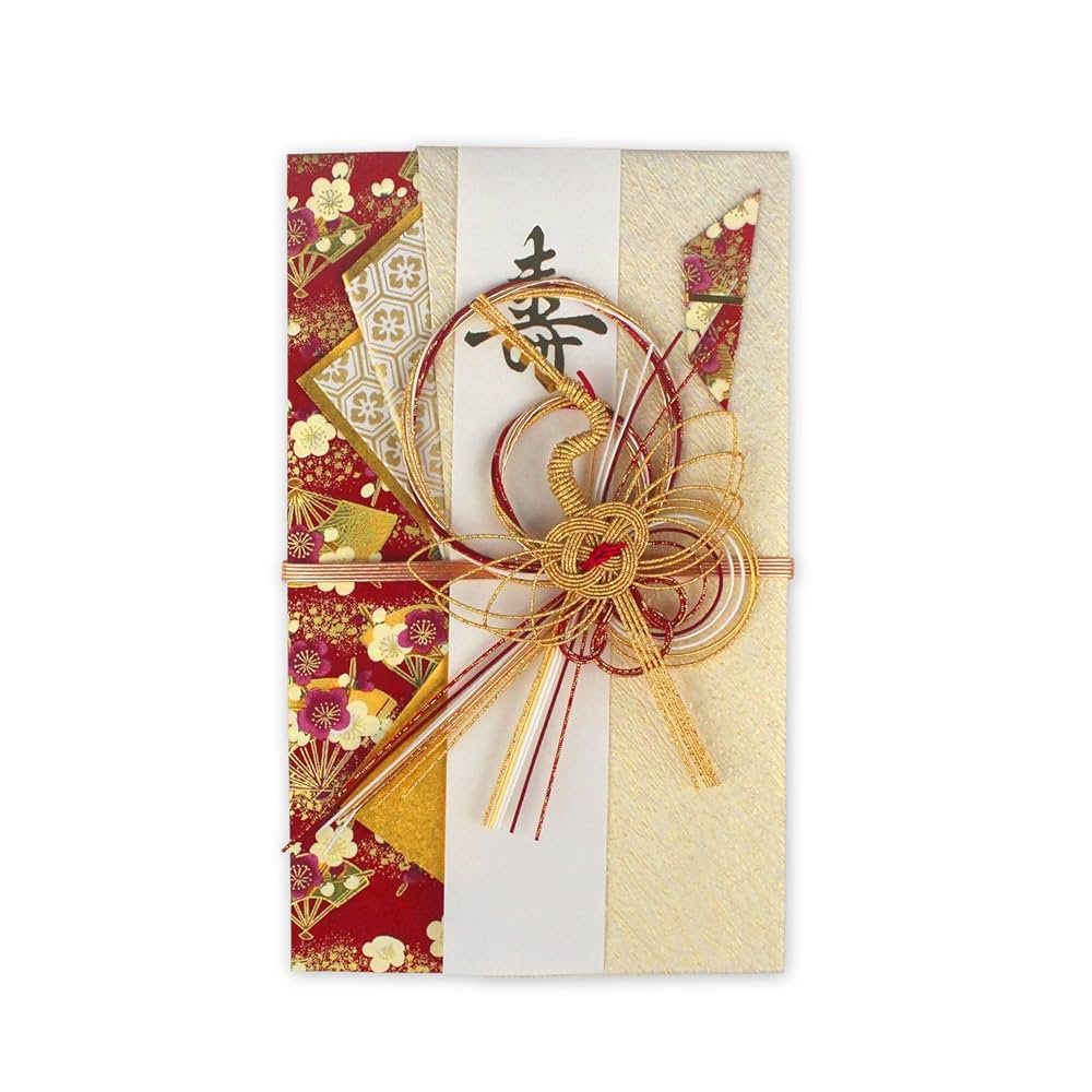 Amazon | マルアイ 祝儀袋 結婚式 デザイン 和風 金鶴 赤 1枚 キ